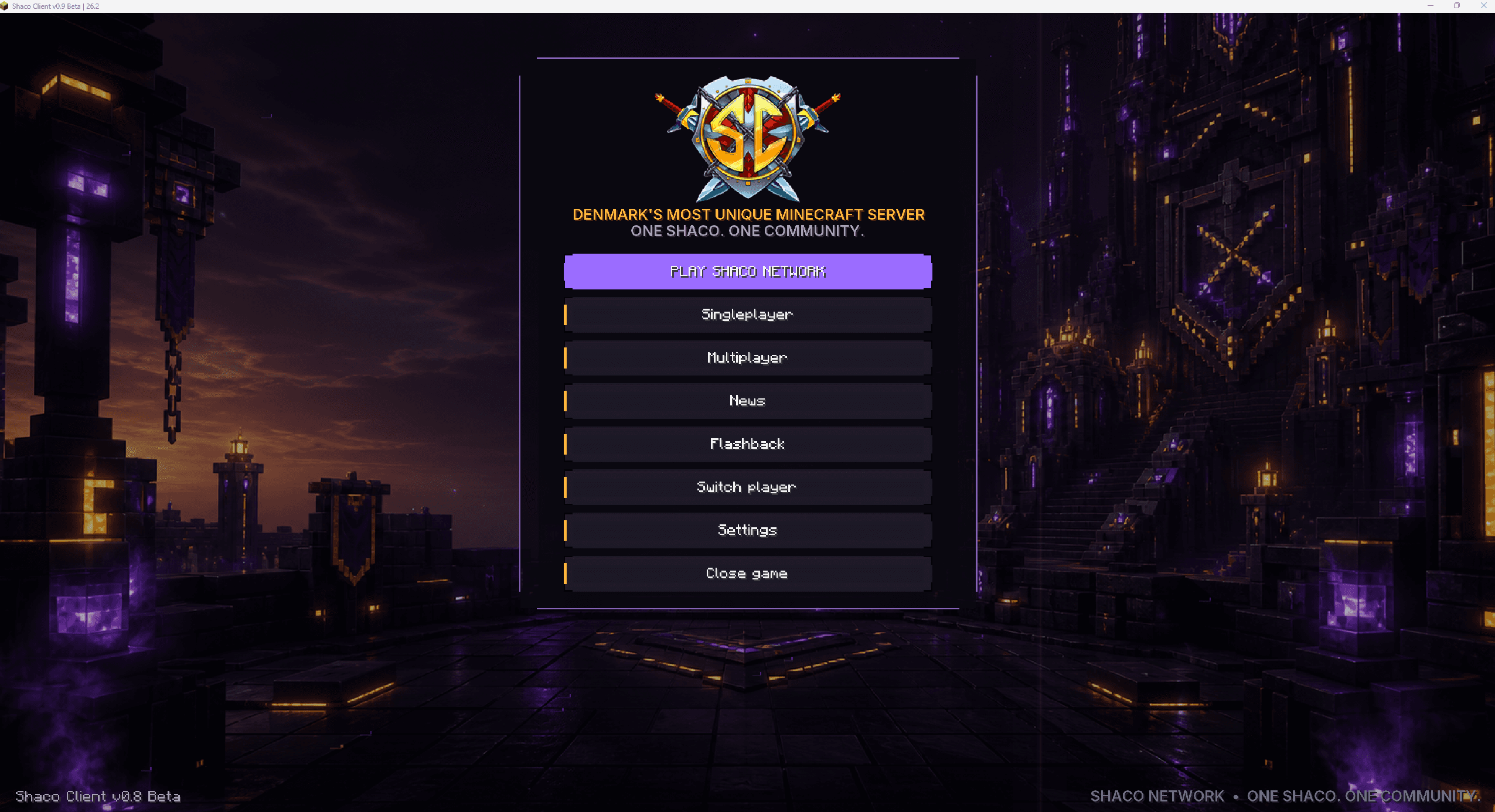 Shaco Clients nye hovedmenu